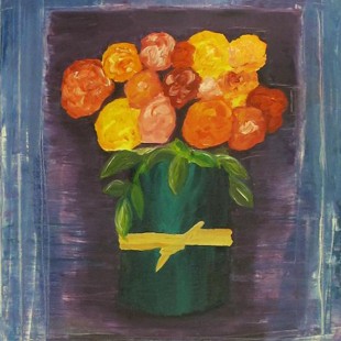 Flowers in Green Vase